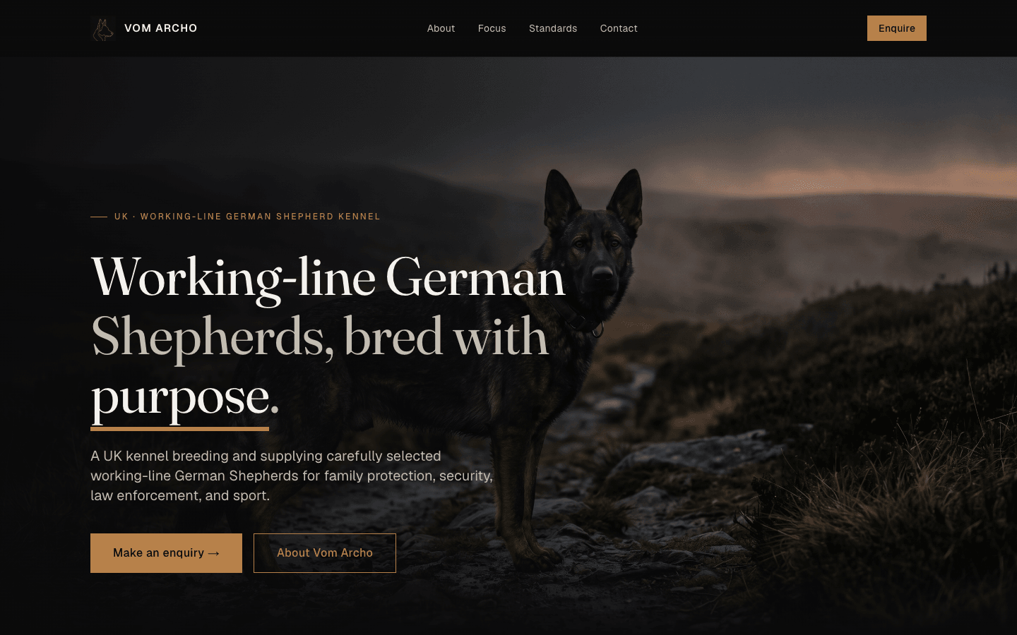Vom Archo website screenshot